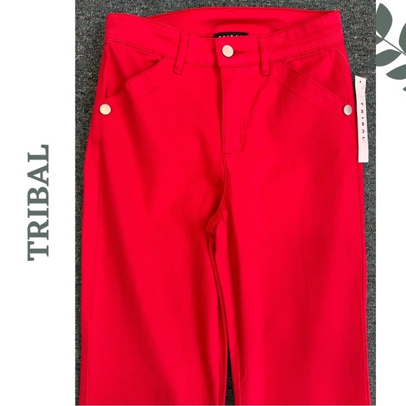 Tribal Jeans Poppy Red Wide Leg Pant 5 Pocket Size 14 - Picture 5 of 9